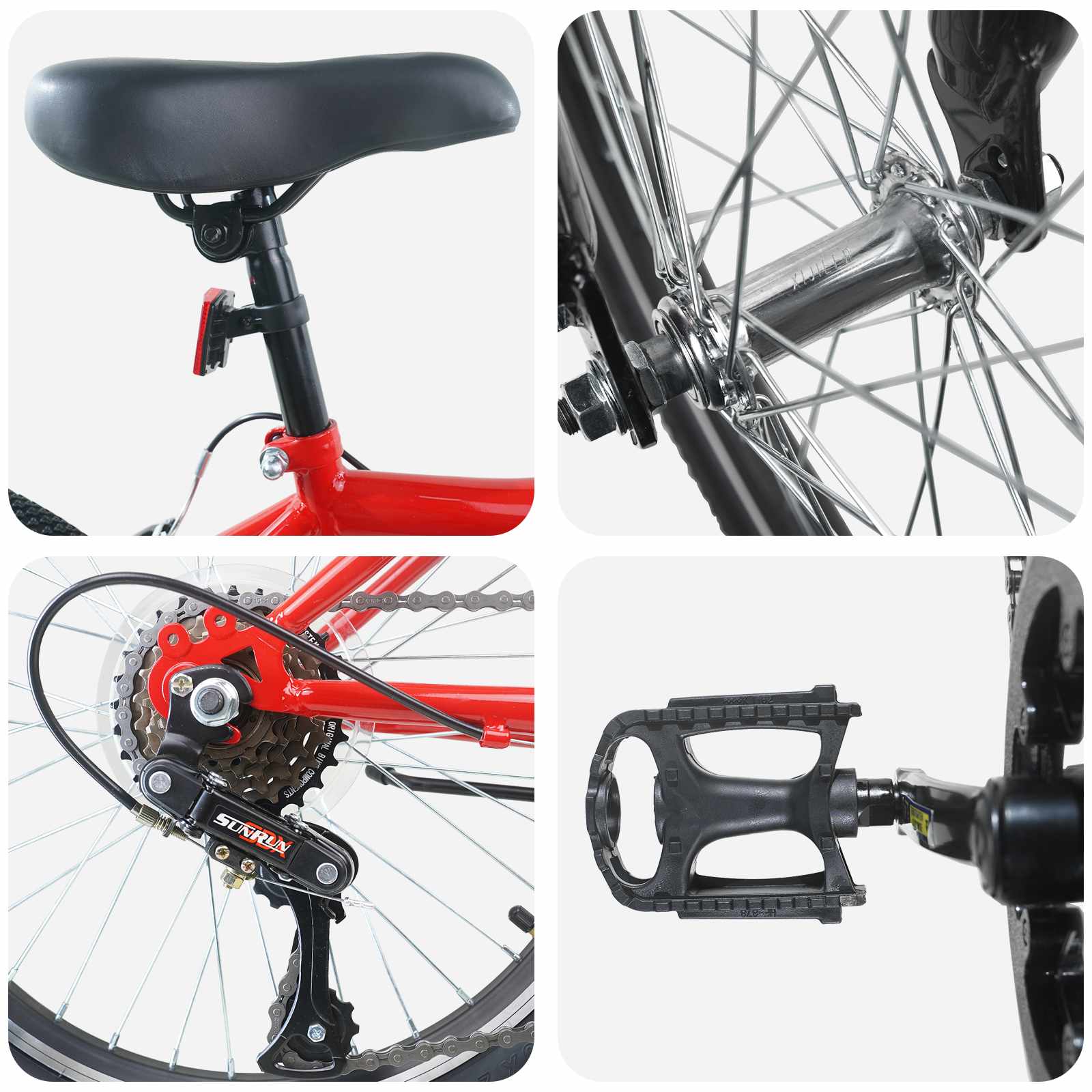 Gyerek bicikli 24 hüvelyk 6-speed 8-12 éves korig piros