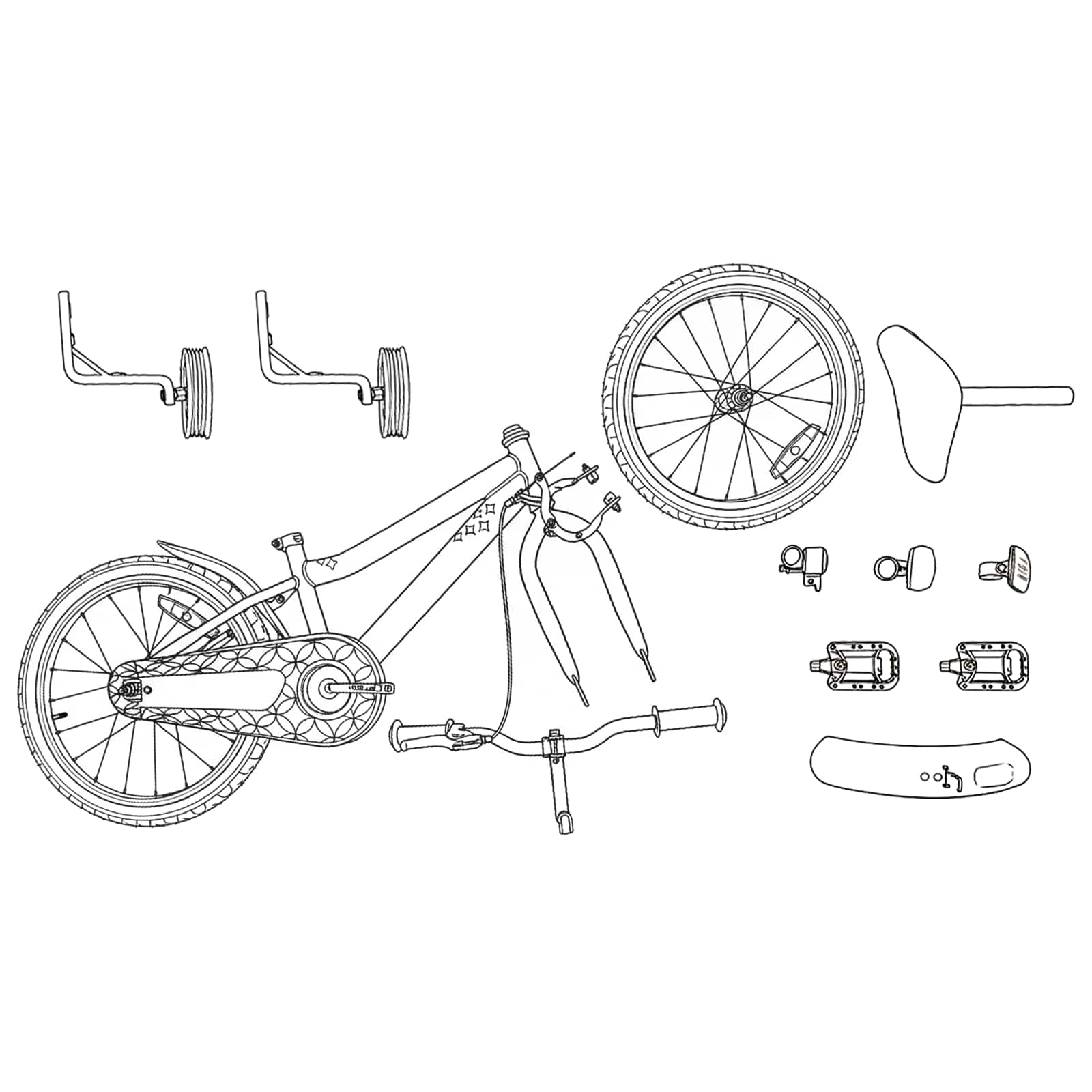 Gyerek bicikli 14 hüvelyk 3-5 éves korig ajánlott sárga