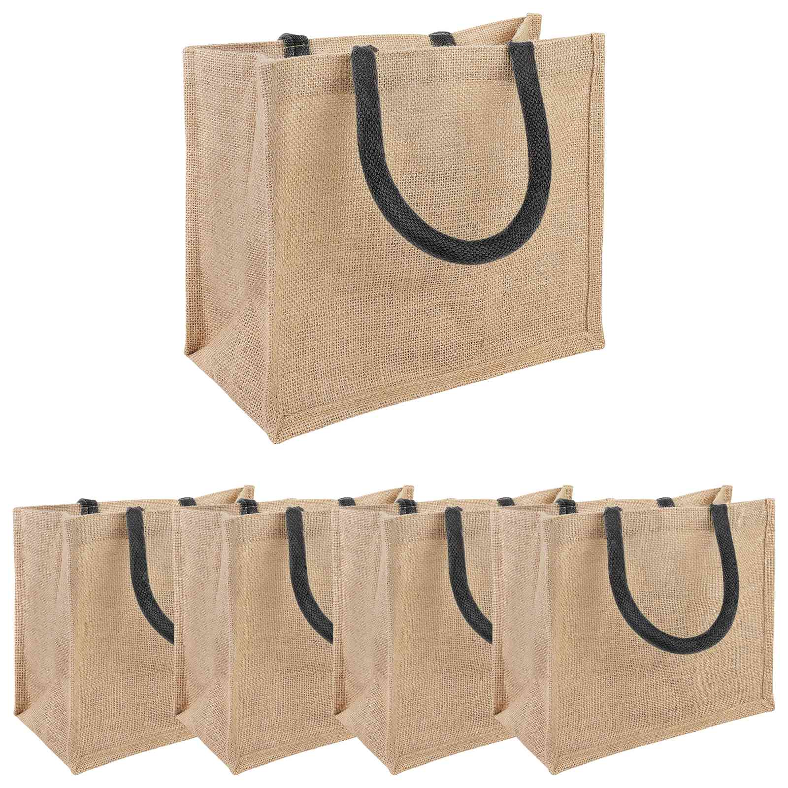 Juta táskák 5 pcs természetes és fekete 26 x 22 x 14 cm