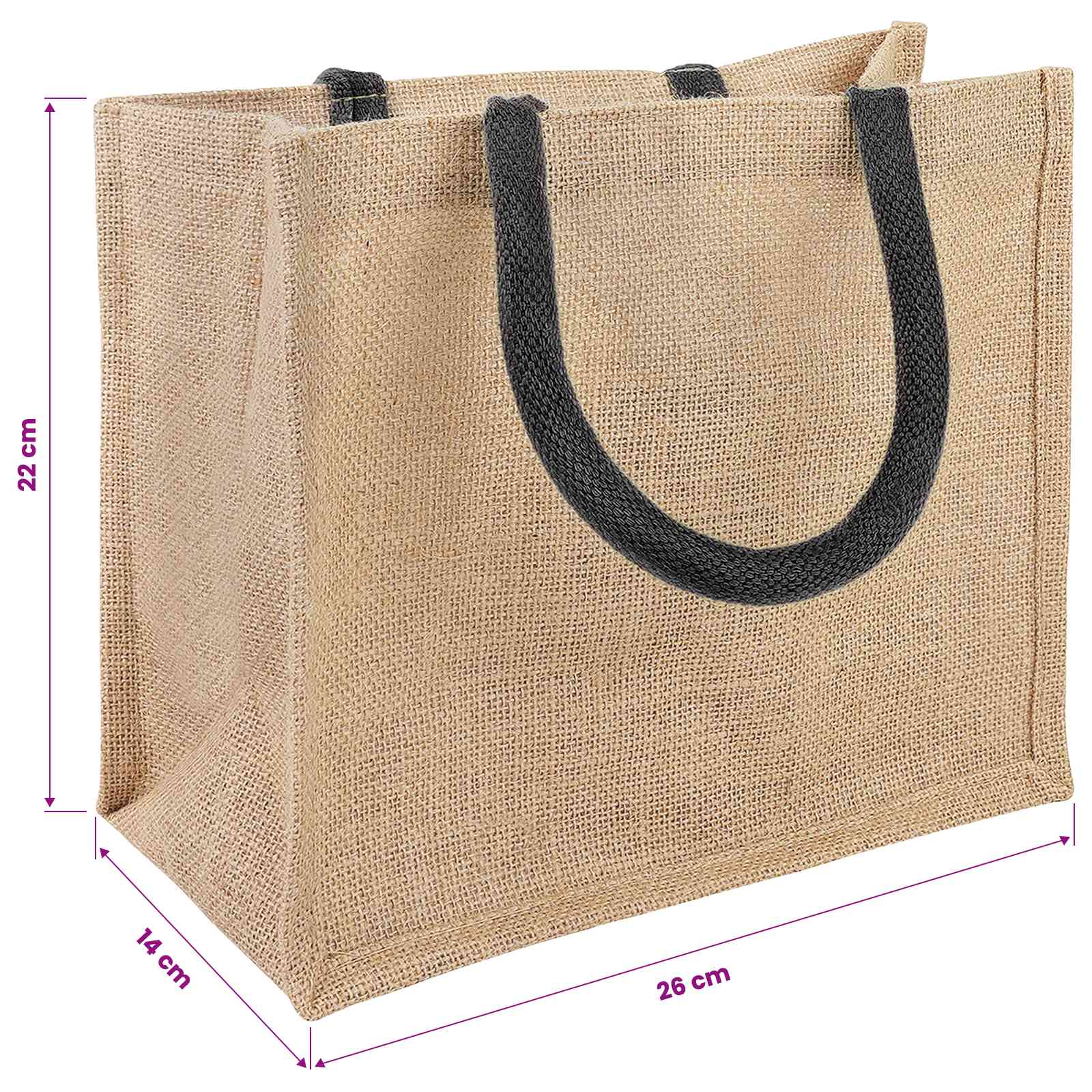Juta táskák 5 pcs természetes és fekete 26 x 22 x 14 cm