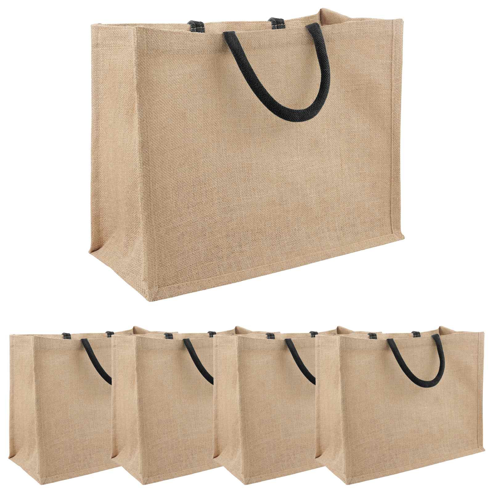 Juta táskák 5 pcs természetes és fekete 42 x 33 x 19 cm