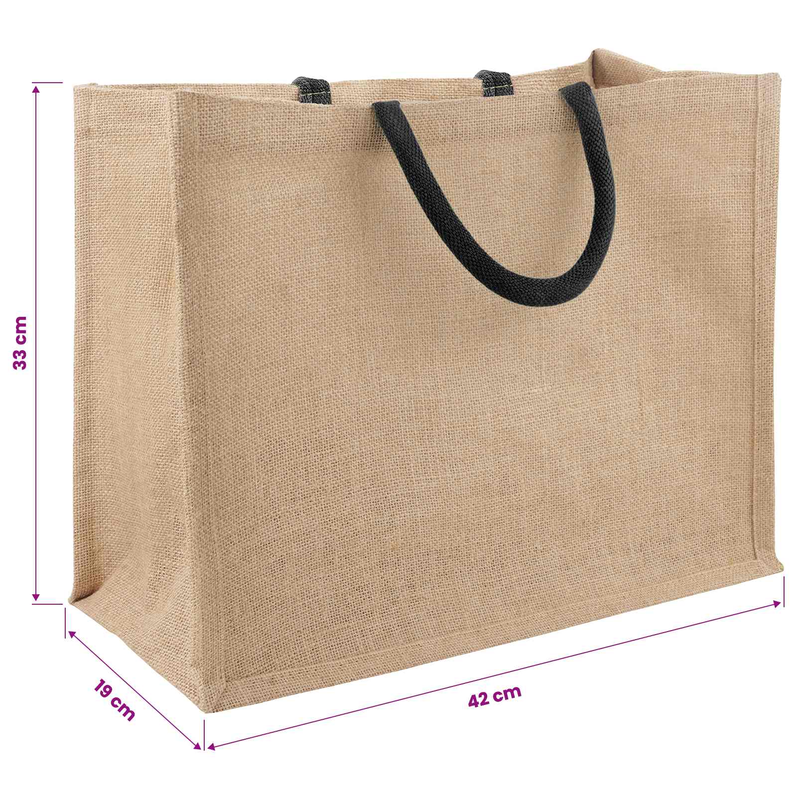 Juta táskák 5 pcs természetes és fekete 42 x 33 x 19 cm