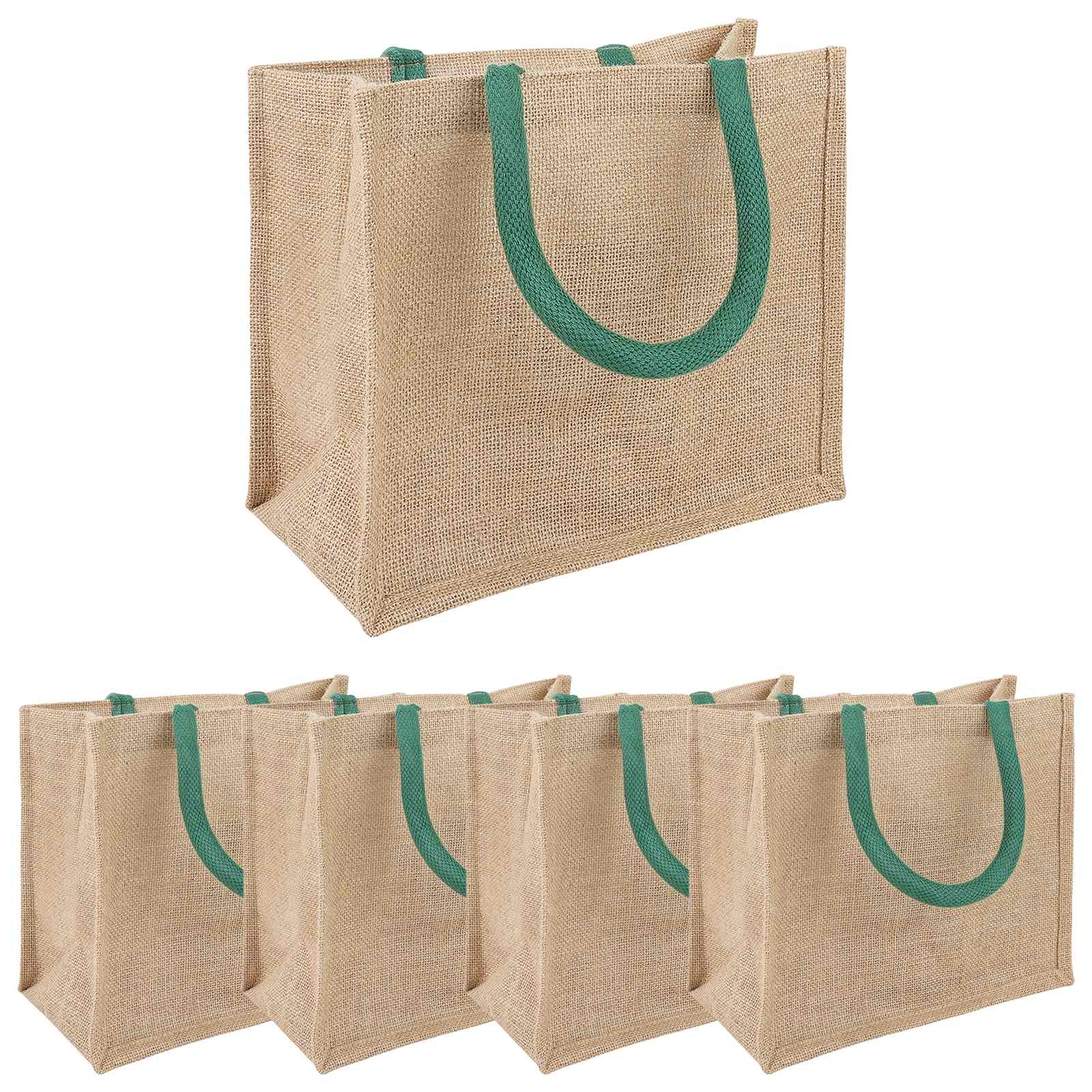 Juta táskák 5 pcs természetes és zöld 26 x 22 x 14 cm