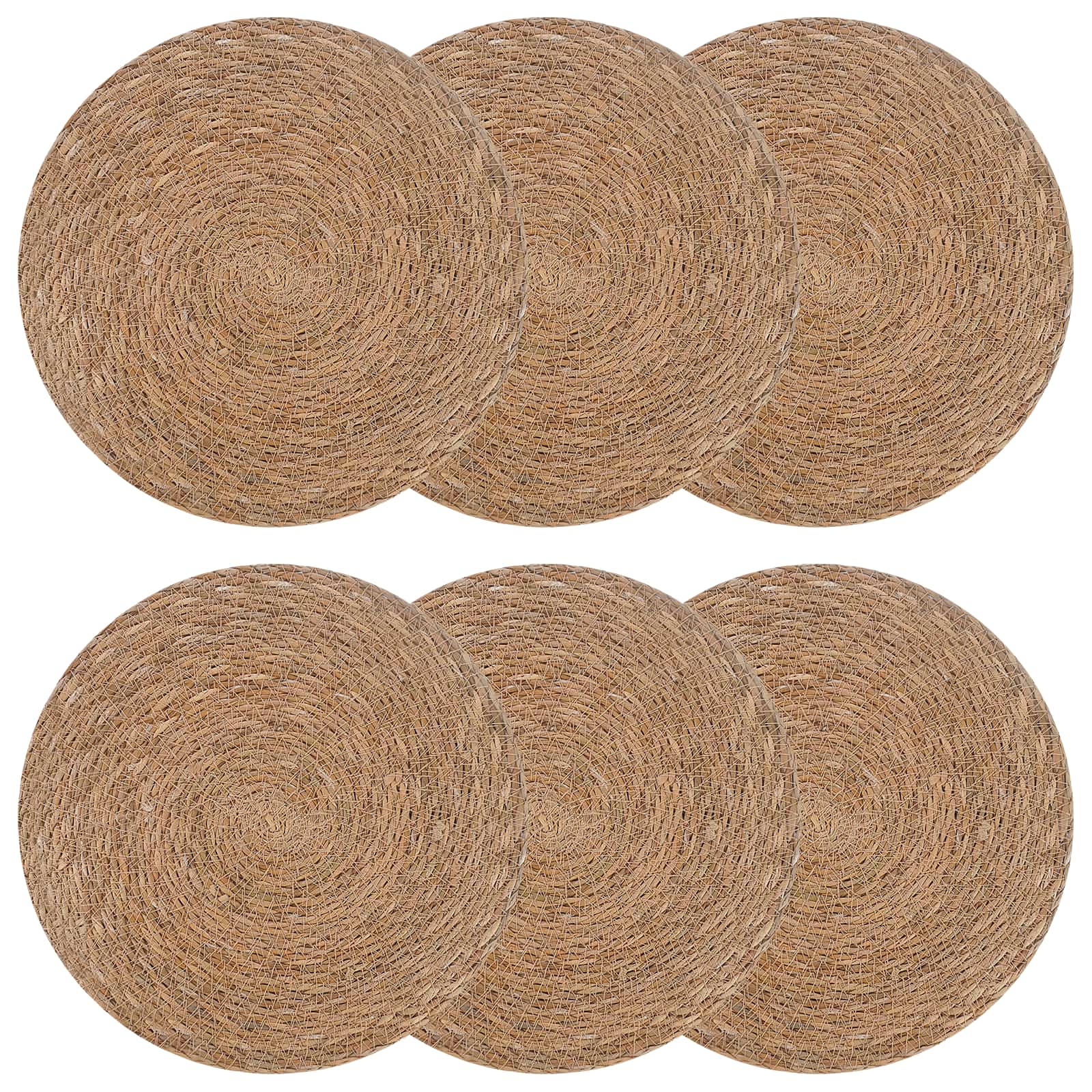 Tengeri fű terítők 6 pcs természetes ø 30 cm 100% tengeri fű