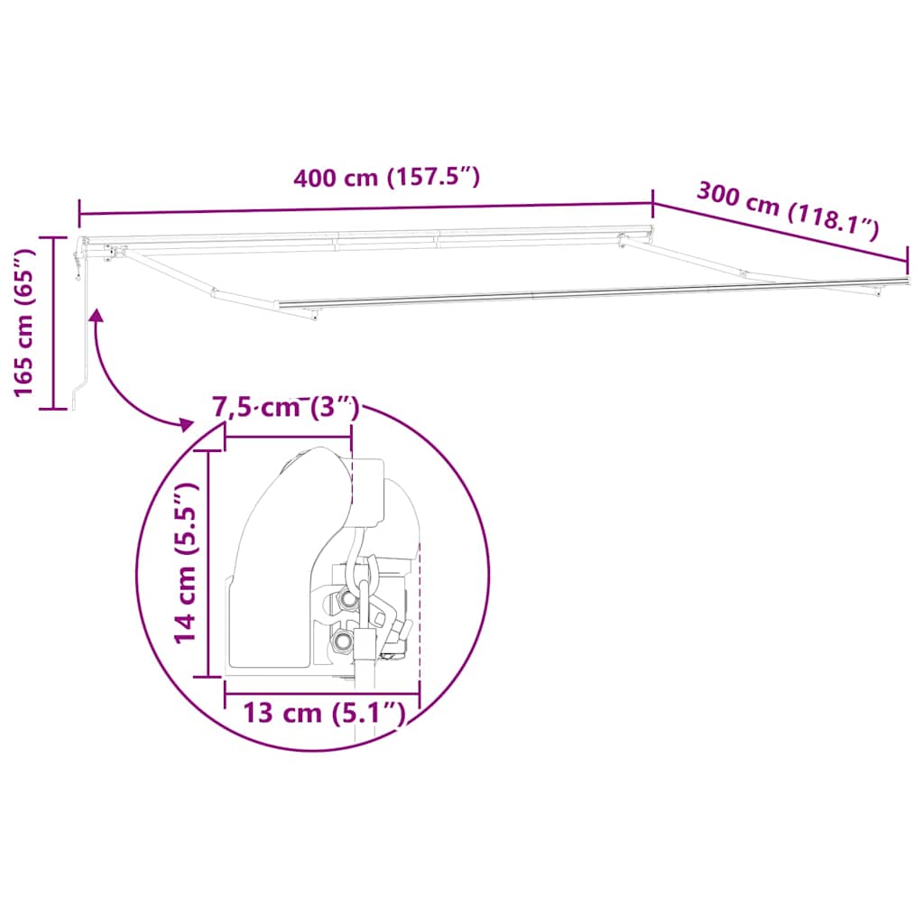 Behúzható napellenző csíkos narancs és barna 400 × 300 cm szövet