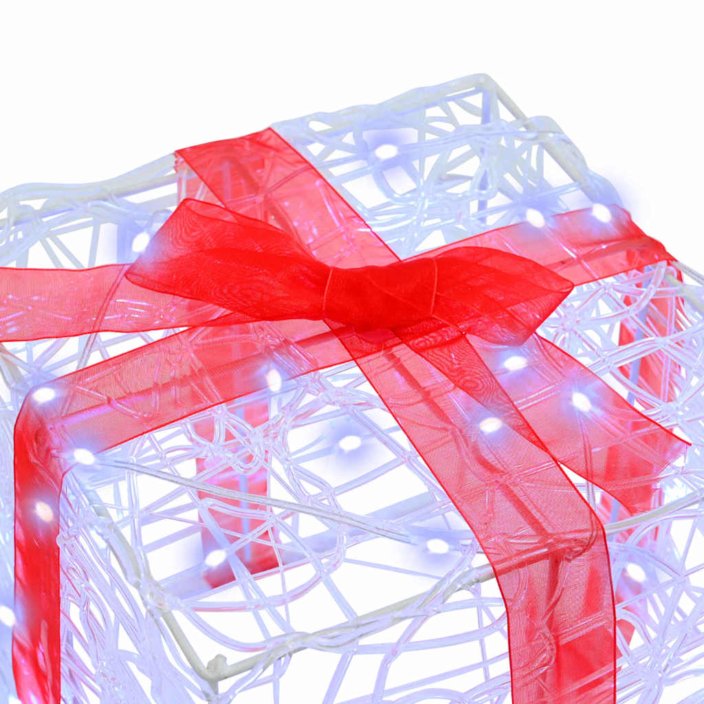 Ajándékdoboz 60 led-del 3 pcs hideg feher 20 x 20 x 20 cm akril