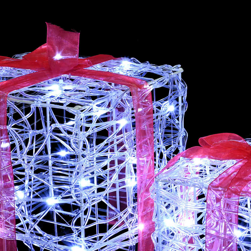Ajándékdoboz 60 led-del 3 pcs hideg feher 20 x 20 x 20 cm akril