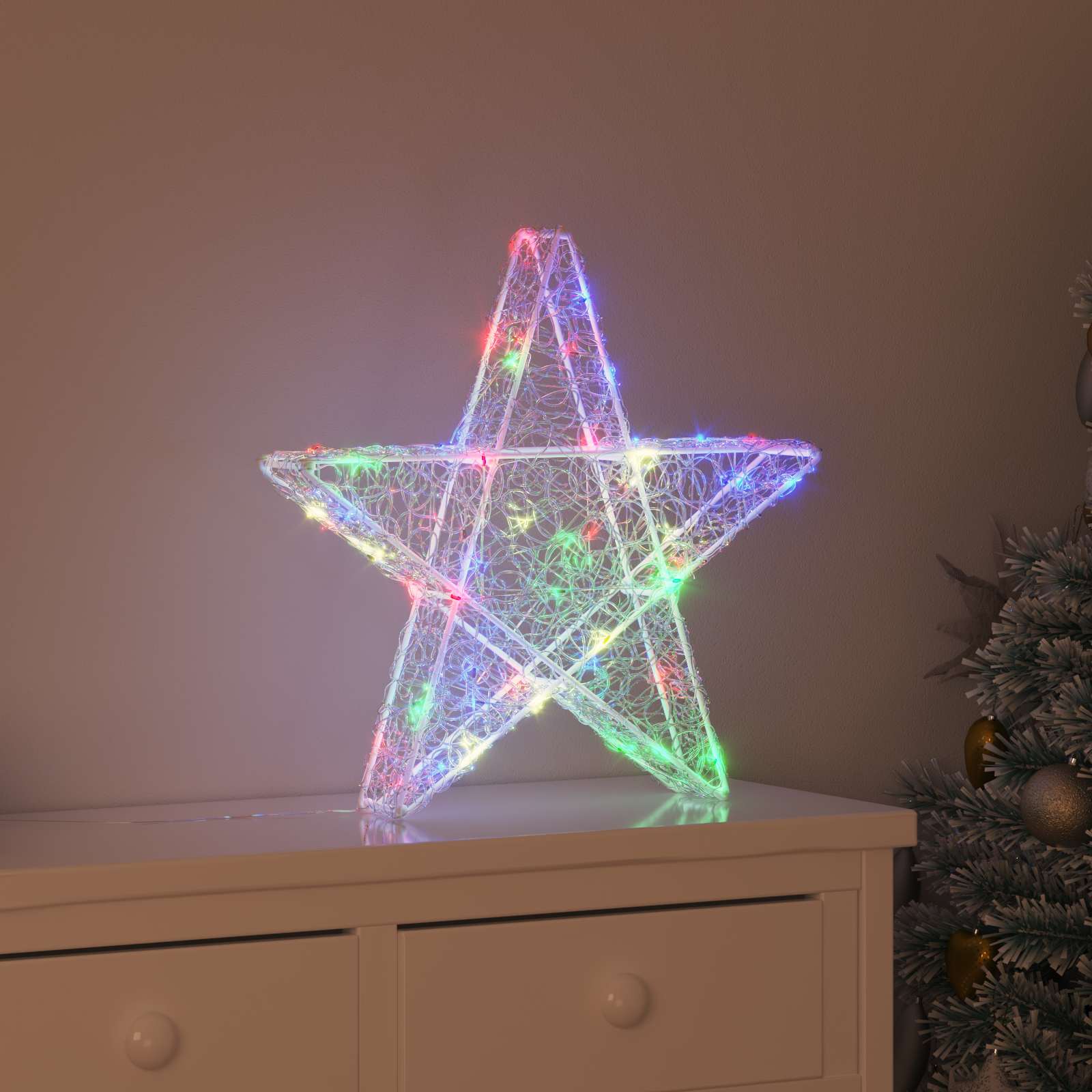 3d csillag 50 led-del sokszínű 55 x 53.5 x 10 cm akril