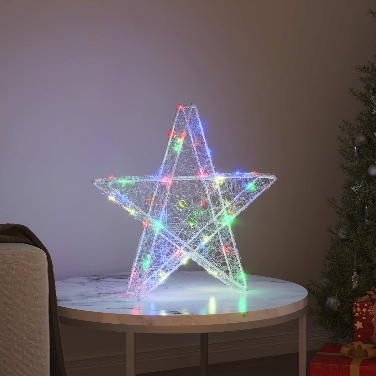 3d csillag 50 led-del sokszínű 55 x 53.5 x 10 cm akril