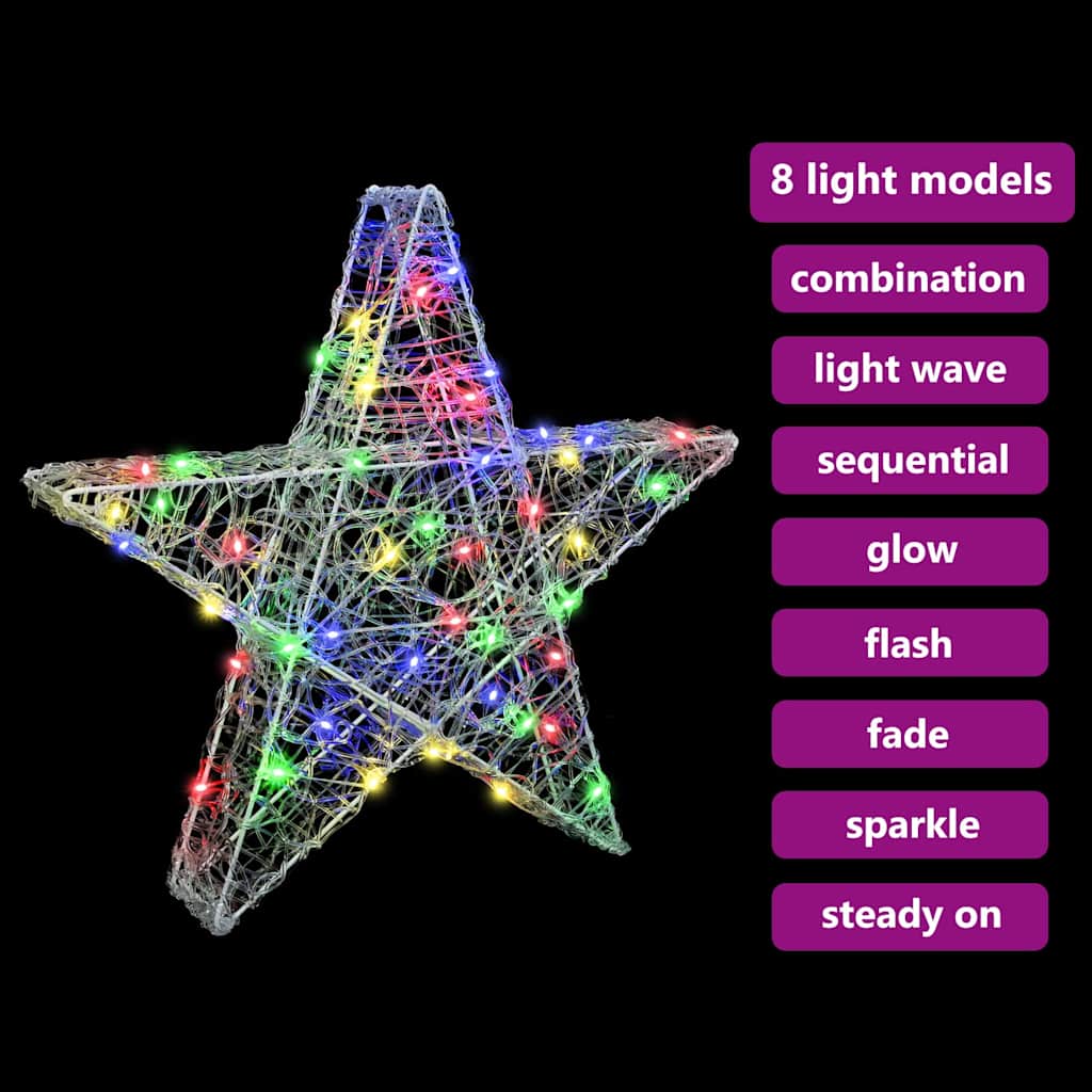 3d csillag 50 led-del sokszínű 55 x 53.5 x 10 cm akril