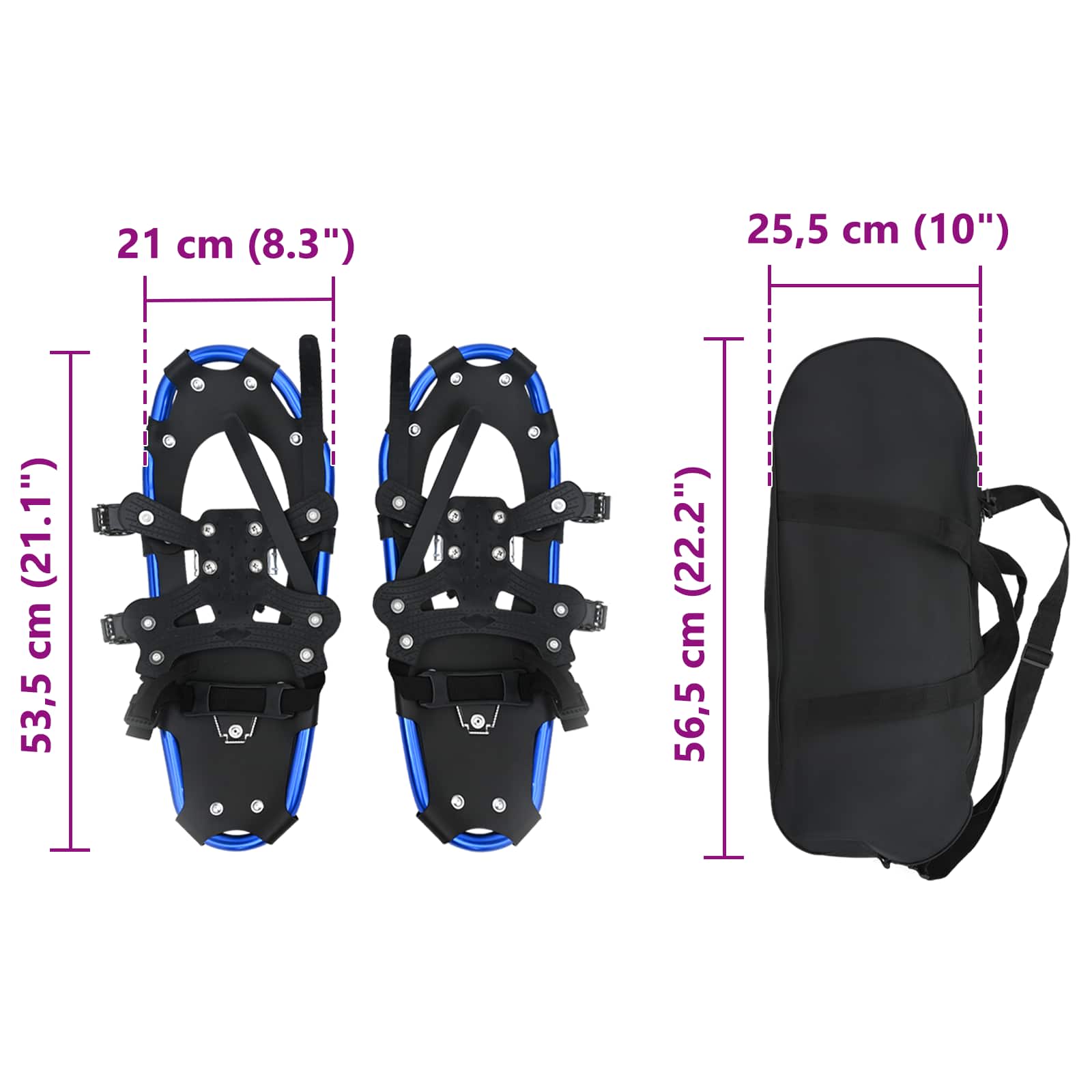 3 az 1-ben hótalp kék és fekete 53,5 x 21 cm alumínium és hdpe