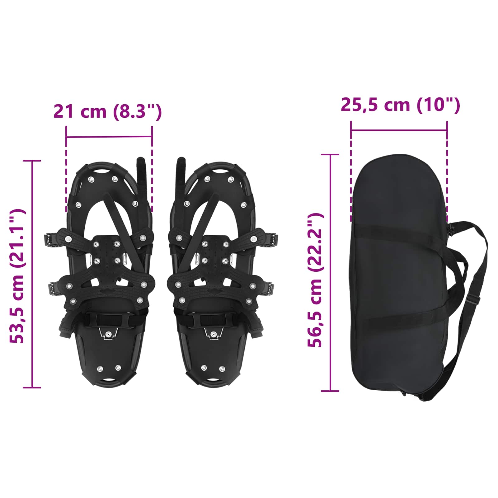 3 az 1-ben hótalp fekete 53,5 x 21 cm alumínium és hdpe