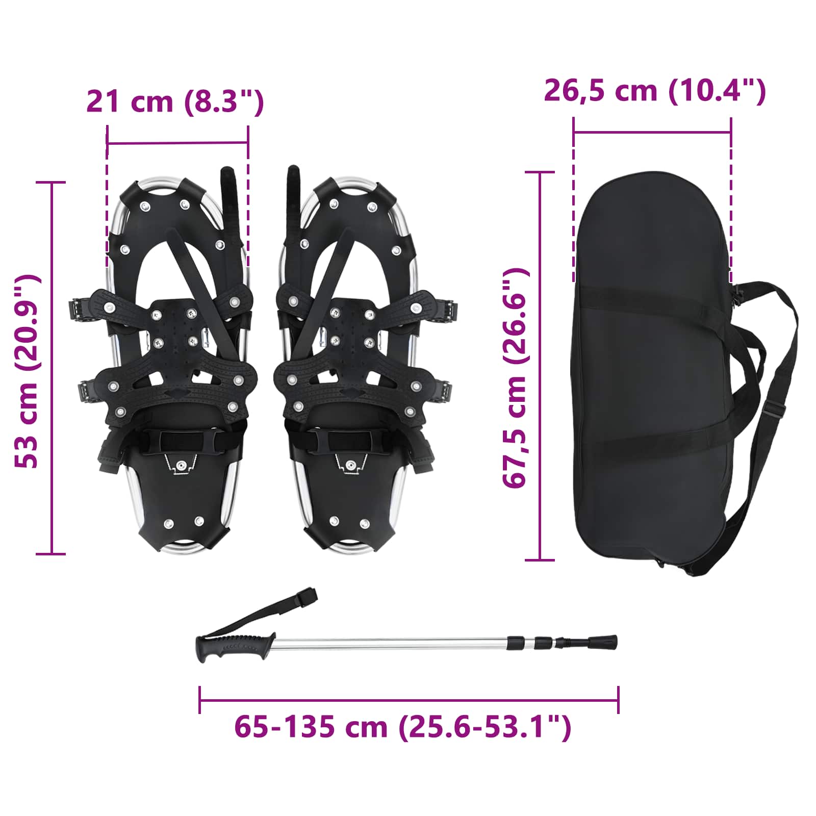 3 az 1-ben hólánc túrabotokkal ezüst és fekete 53 x 21 cm