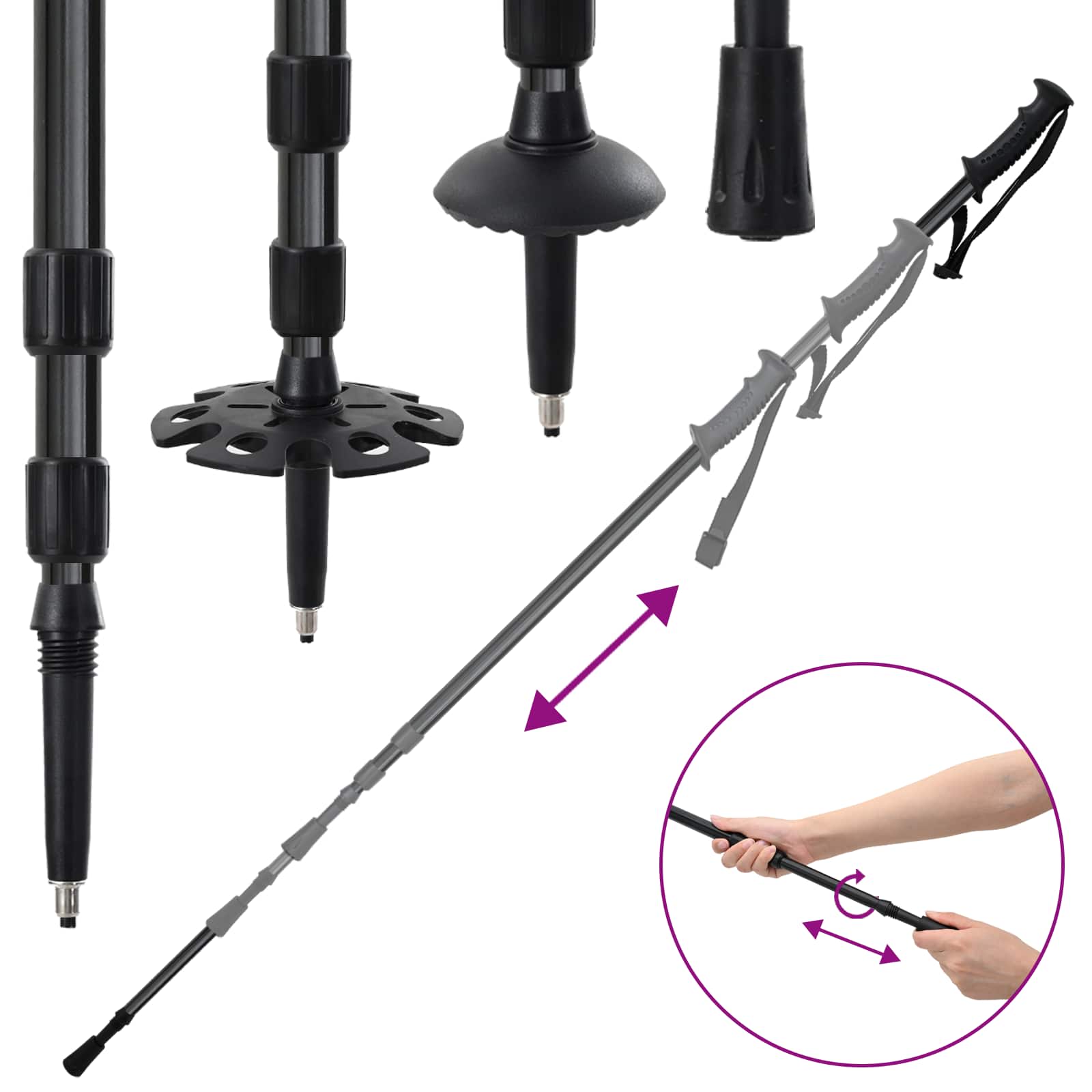 3 az 1-ben hólánc túrabotokkal kék 21 hüvelyk alumínium és hdpe