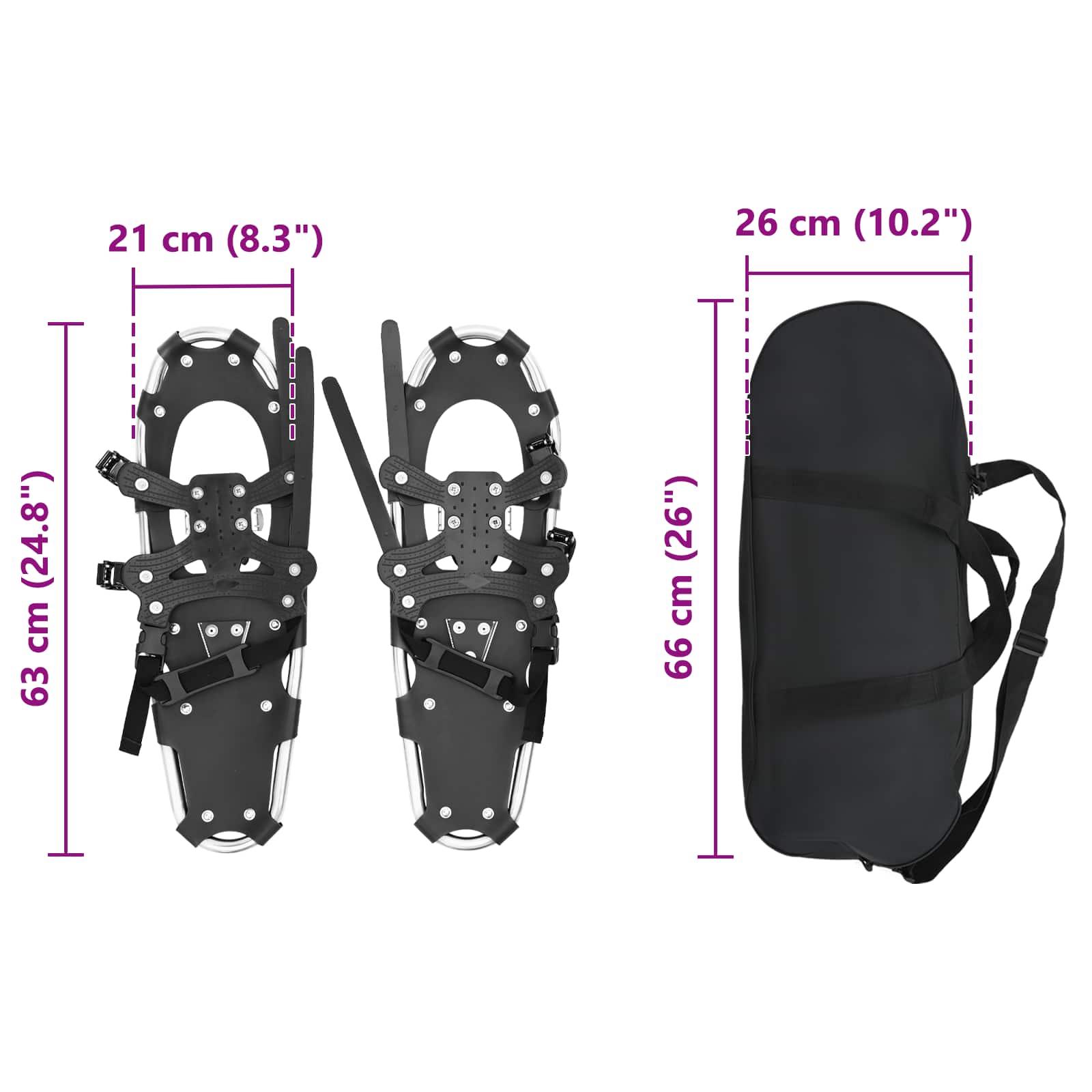 3 az 1-ben hótalp ezüst és fekete 63 x 21 cm alumínium és hdpe