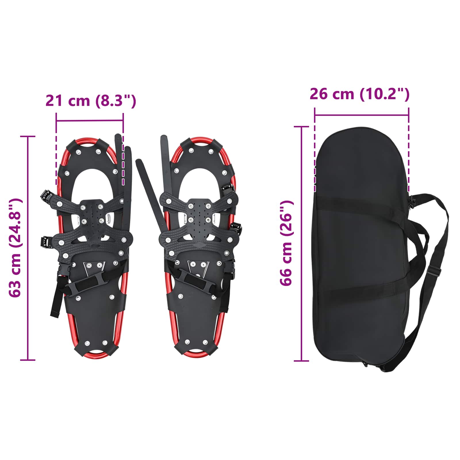 3 az 1-ben hótalp piros és fekete 63 x 21 cm alumínium és hdpe