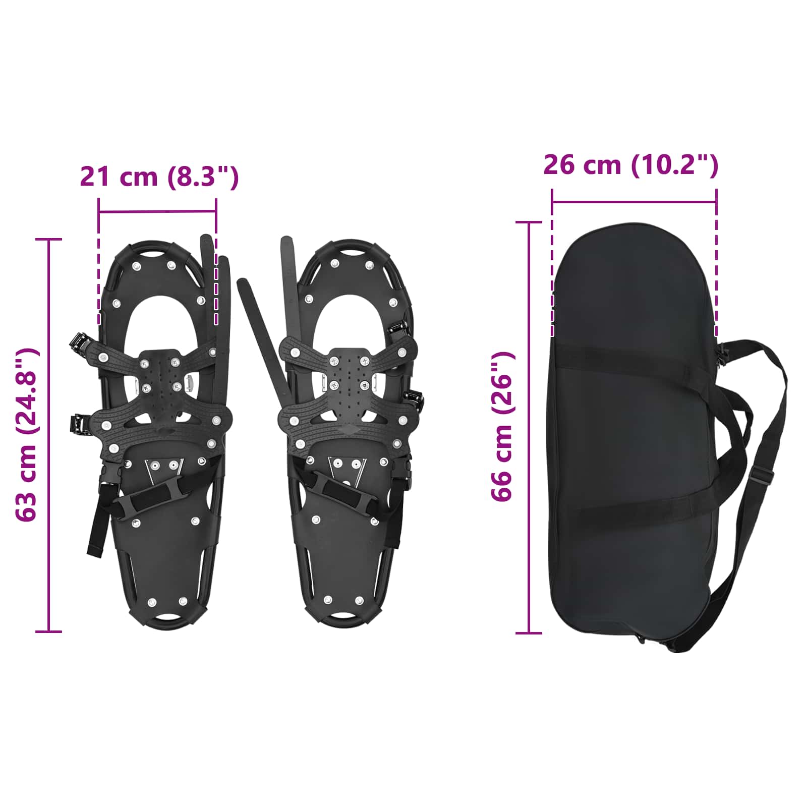 3 az 1-ben hótalp fekete 63 x 21 cm alumínium és hdpe