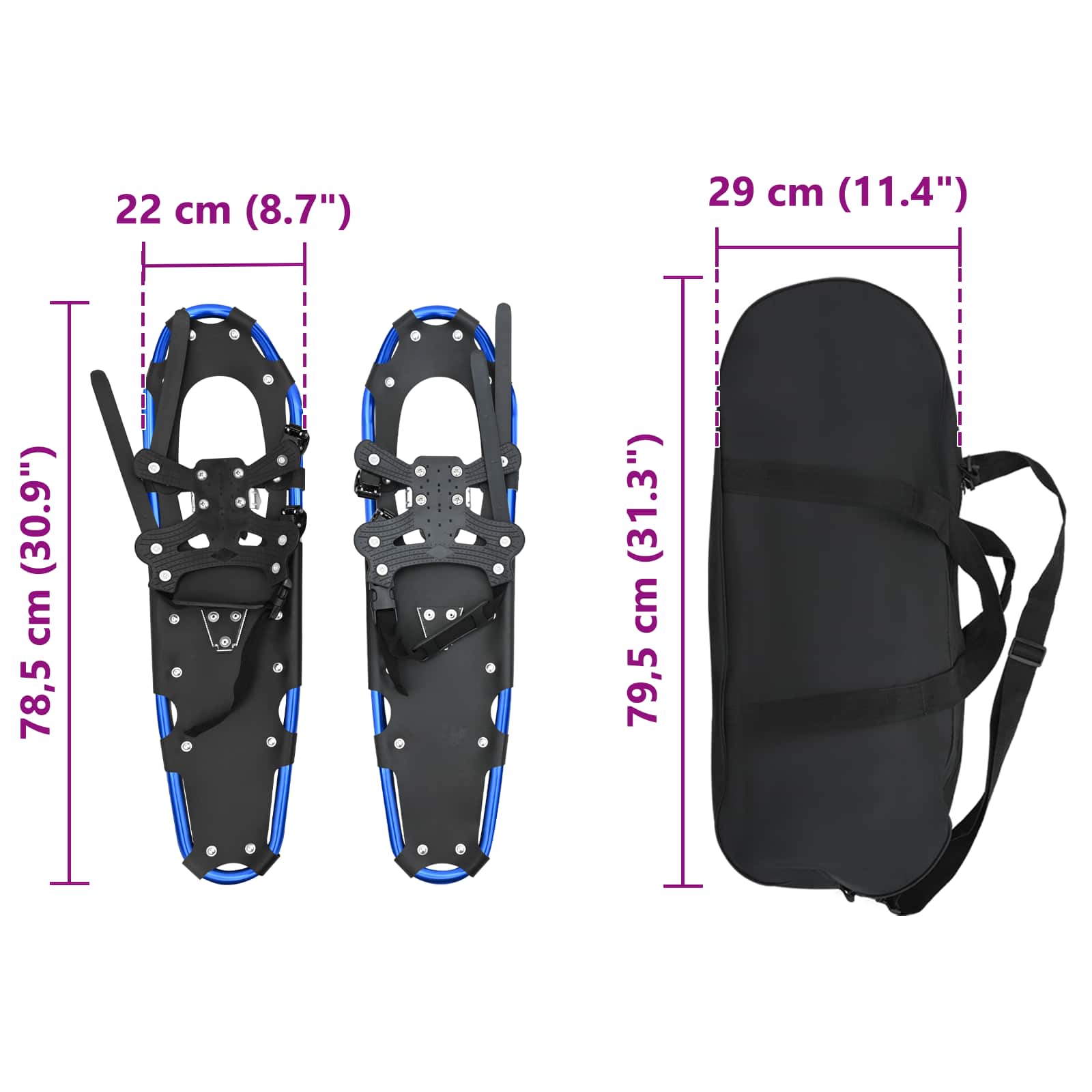 3 az 1-ben hótalp kék és fekete 78,5 x 22 cm alumínium és hdpe