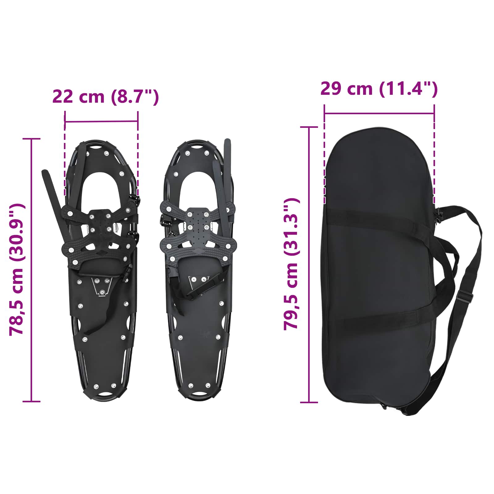 3 az 1-ben hótalp fekete 78,5 x 22 cm alumínium és hdpe