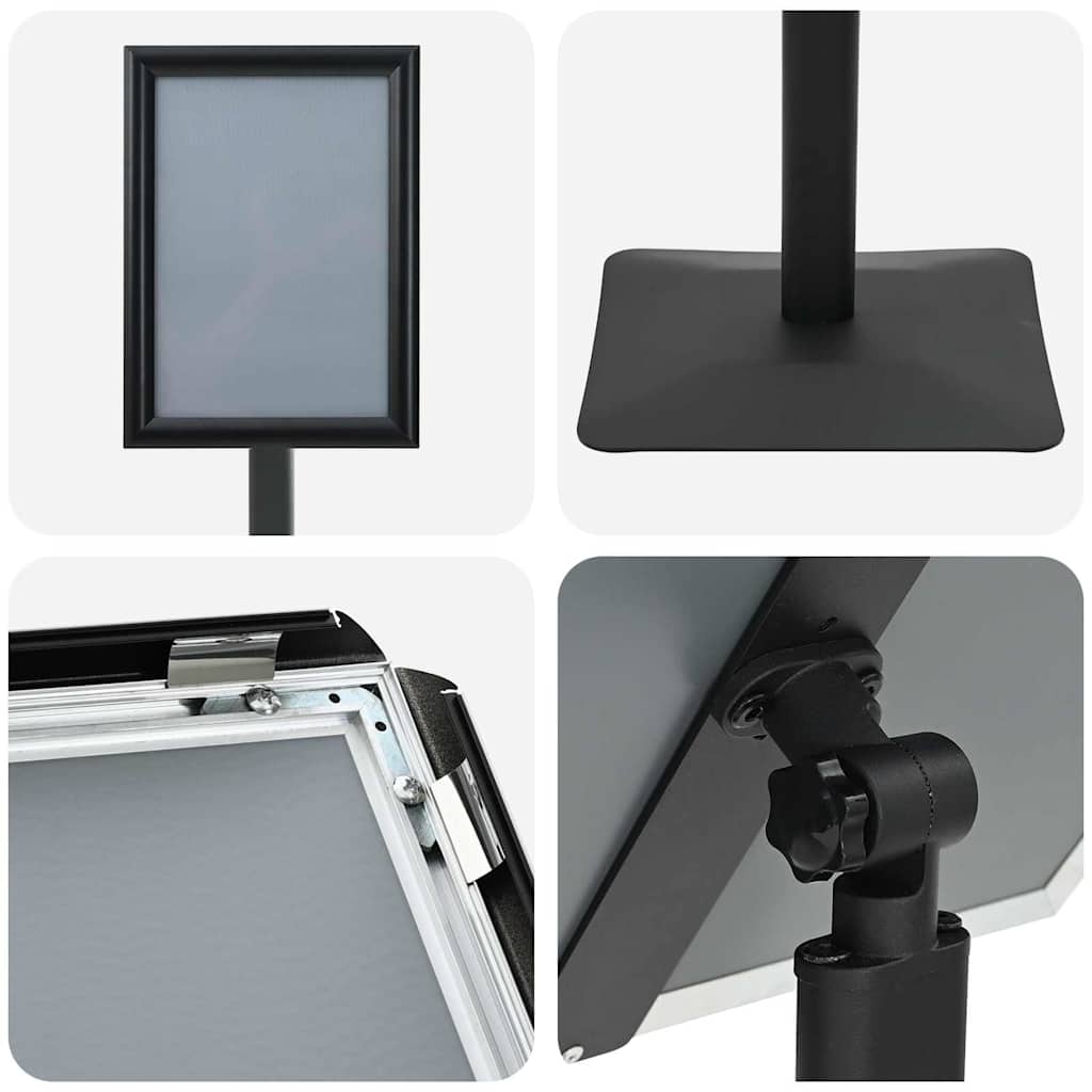 Pedestal poszter állvány fekete a4 alumínium és pvc