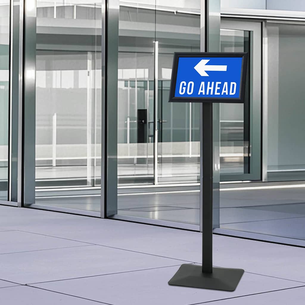 Pedestal poszter állvány fekete a4 alumínium és pvc