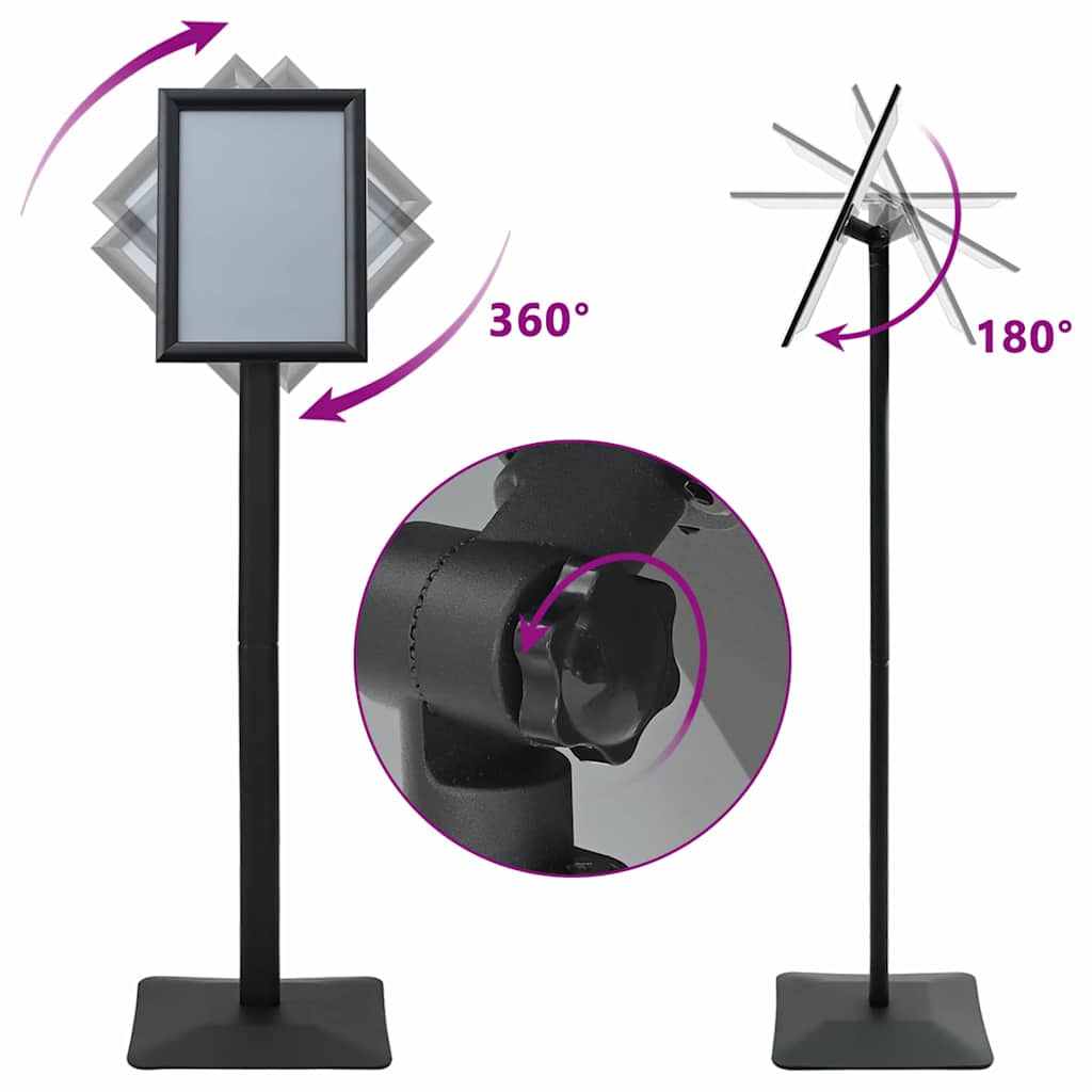 Pedestal poszter állvány fekete a4 alumínium és pvc