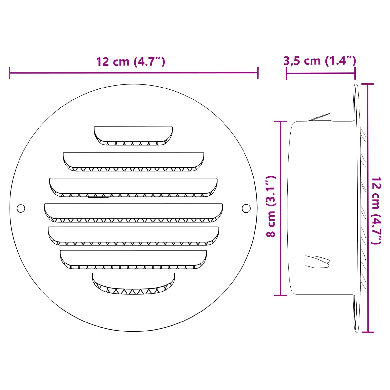 Levegő szellőzőfedél 4 pcs ezüst 80 mm rozsdamentes acél