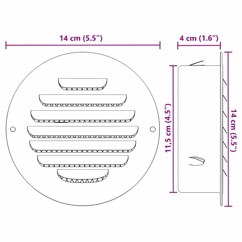 Levegő szellőzőfedél 4 pcs ezüst 125 mm rozsdamentes acél