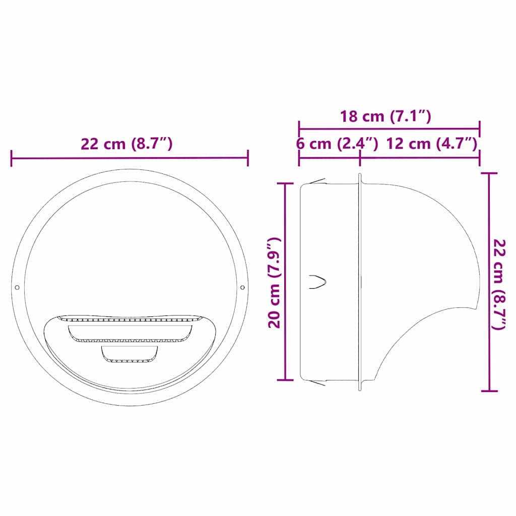 Levegő szellőzőfedél 2 pcs ezüst 200 mm rozsdamentes acél