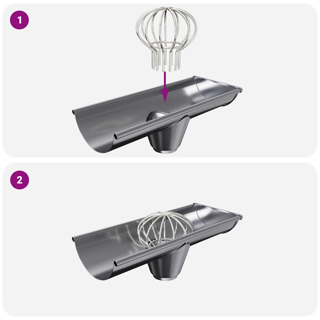 Cseppentő levélvédő 2 pcs ezüst 75 mm rozsdamentes acél