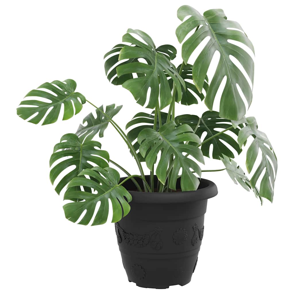 Kerek virágcserép 24 pcs fekete ø 26 x 21,5 cm műanyag