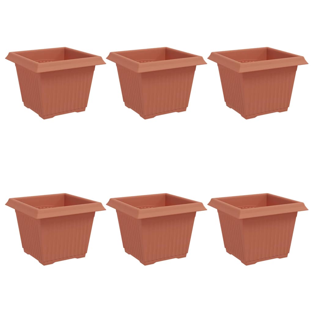 Négyzet virágcserép 6 pcs tégla vörös 23 x 23 x 17,5 cm műanyag