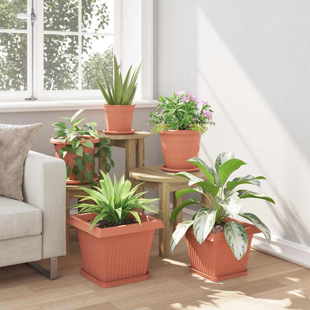 Négyzet virágcserép 6 pcs tégla vörös 33 x 33 x 26 cm műanyag