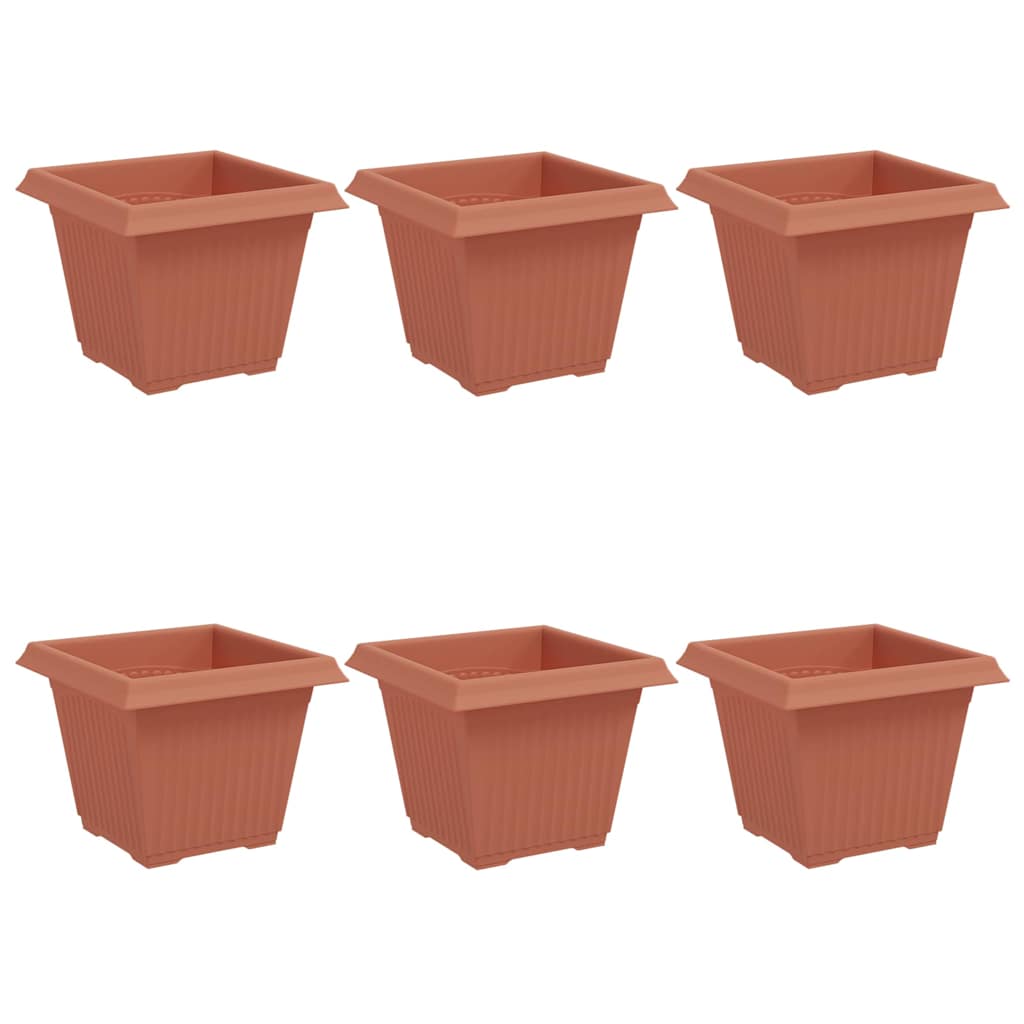 Négyzet virágcserép 6 pcs tégla vörös 33 x 33 x 26 cm műanyag