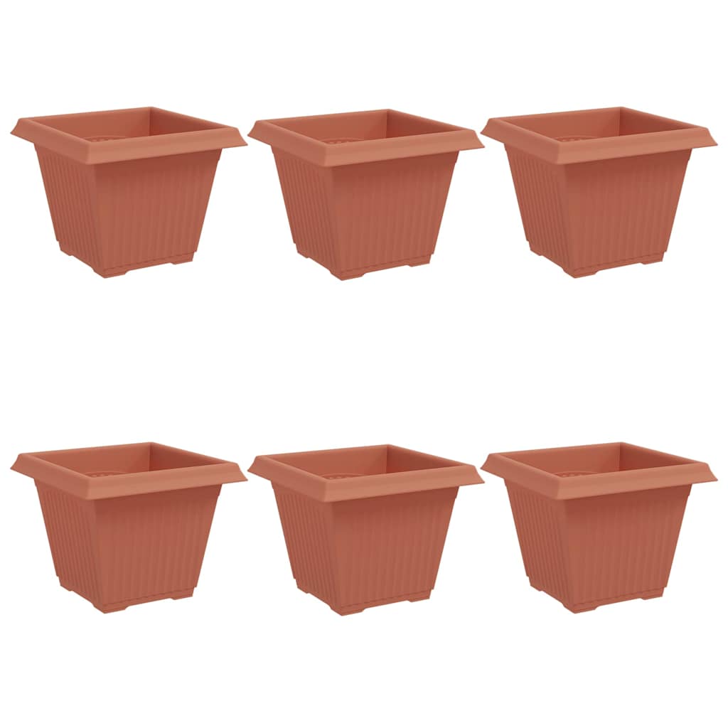 Négyzet virágcserép 6 pcs tégla vörös 38 x 38 x 30 cm műanyag