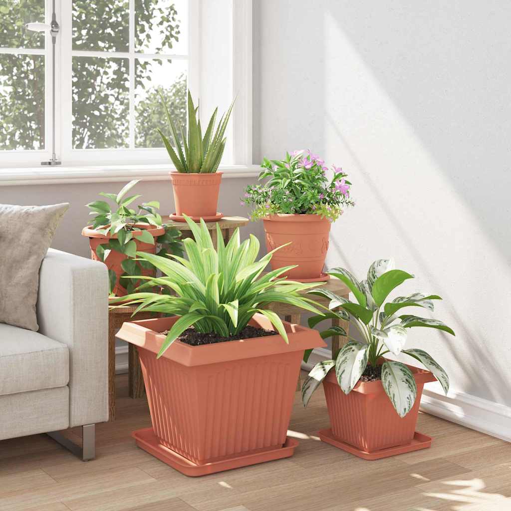 Négyzet virágcserép 6 pcs tégla vörös 43 x 43 x 33,5 cm műanyag