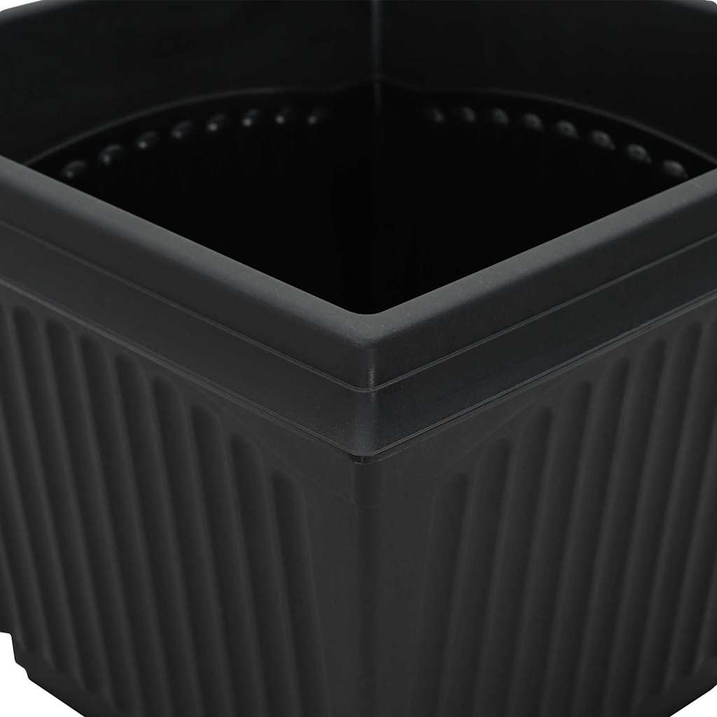 Négyzet virágcserép 6 pcs fekete 23 x 23 x 17,5 cm műanyag