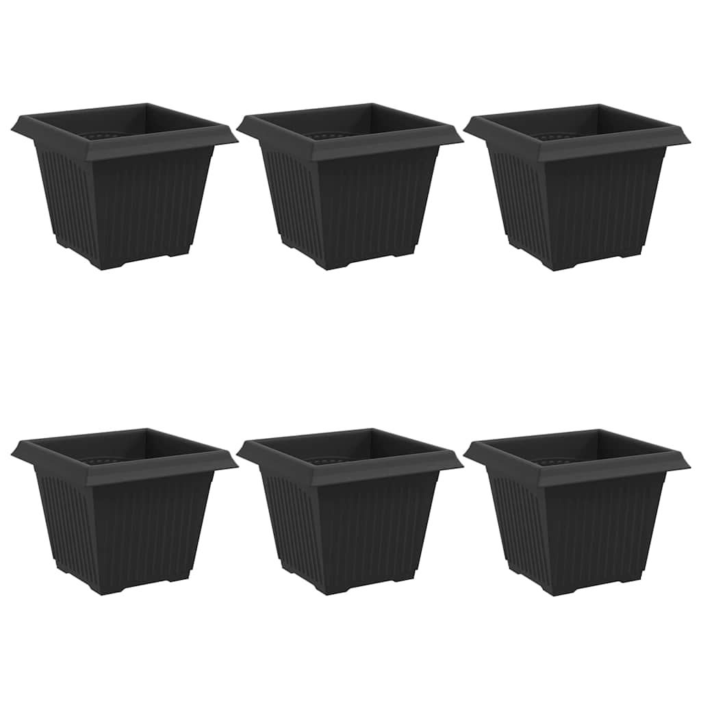 Négyzet virágcserép 6 pcs fekete 33 x 33 x 26 cm műanyag