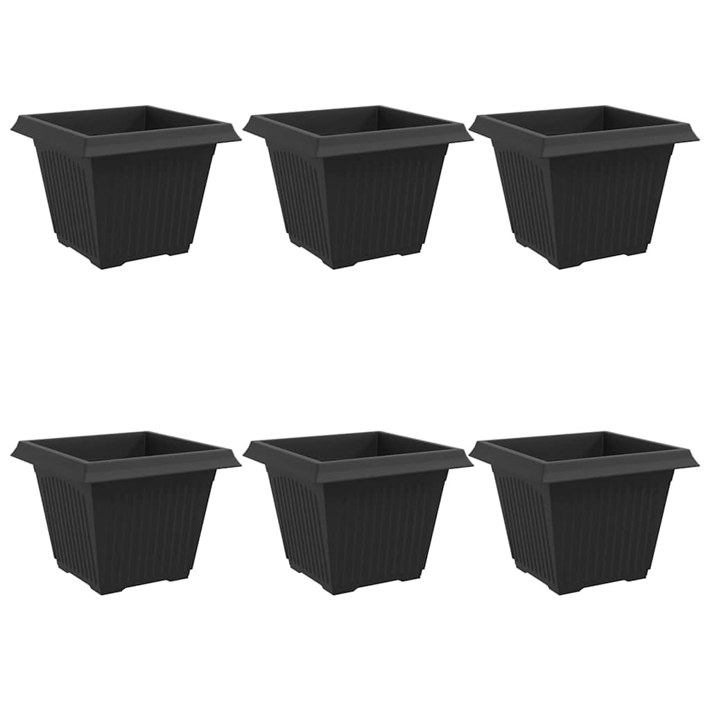 Négyzet virágcserép 6 pcs fekete 43 x 43 x 33,5 cm műanyag