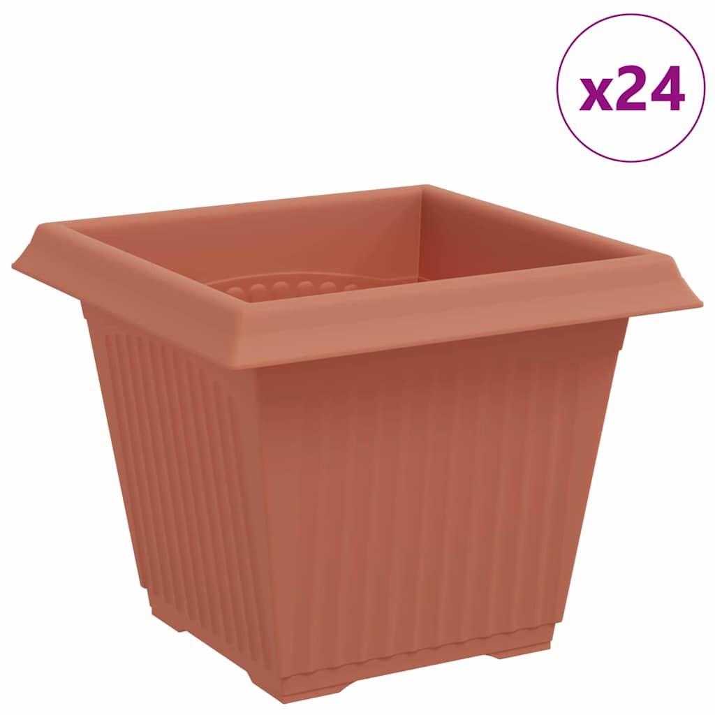 Négyzet virágcserép 24 pcs tégla vörös 20 x 20 x 16 cm műanyag