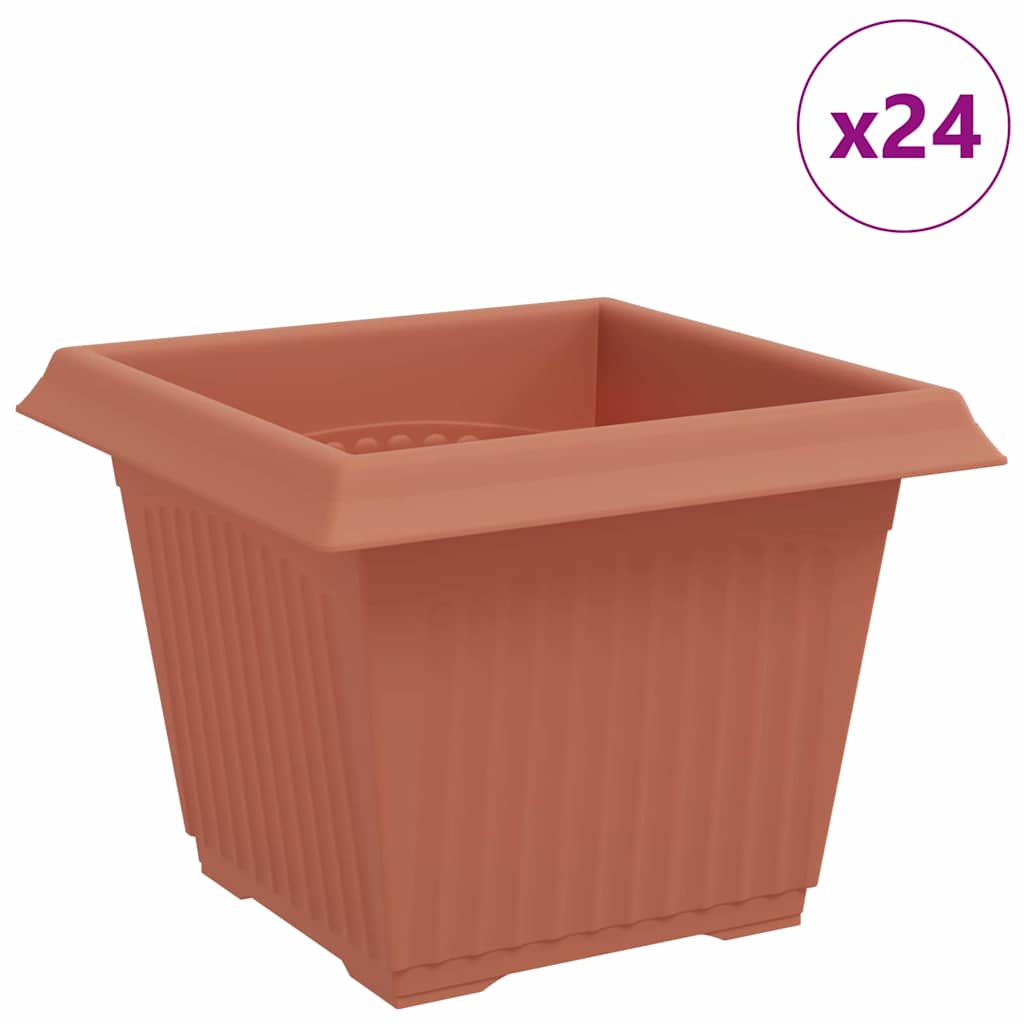 Négyzet virágcserép 24 pcs tégla vörös 23 x 23 x 17,5 cm