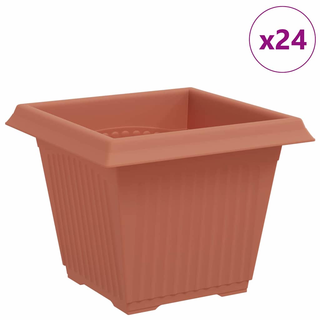 Négyzet virágcserép 24 pcs tégla vörös 33 x 33 x 26 cm műanyag