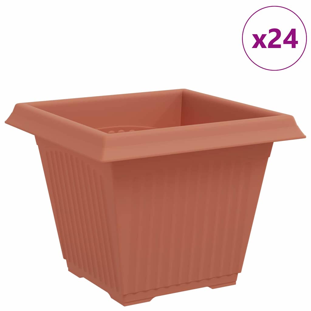 Négyzet virágcserép 24 pcs tégla vörös 38 x 38 x 30 cm műanyag