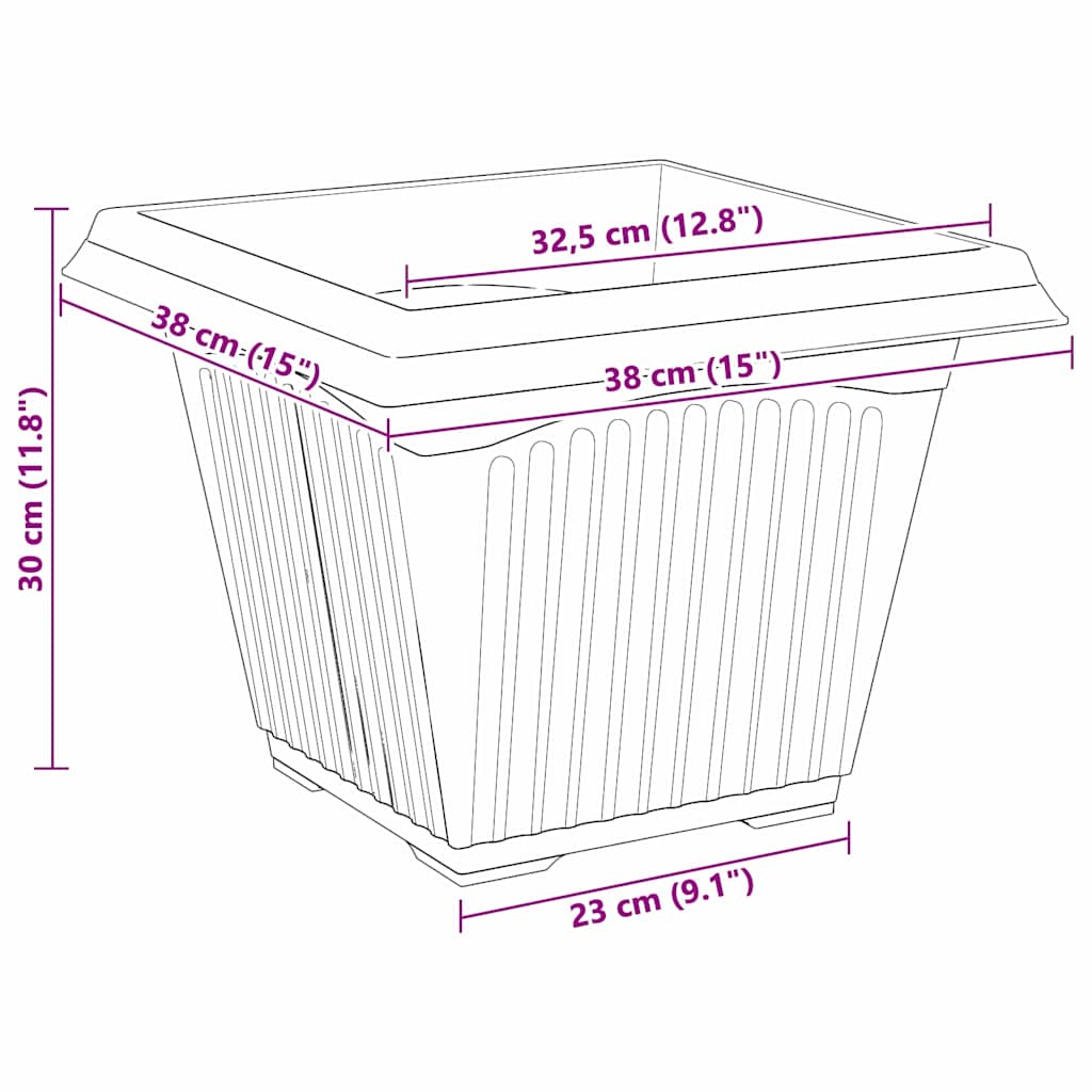 Négyzet virágcserép 24 pcs tégla vörös 38 x 38 x 30 cm műanyag