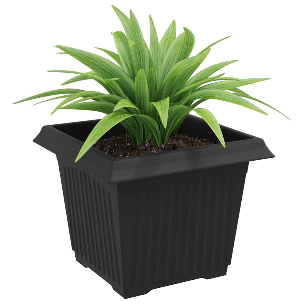 Négyzet virágcserép 24 pcs fekete 23 x 23 x 17,5 cm műanyag