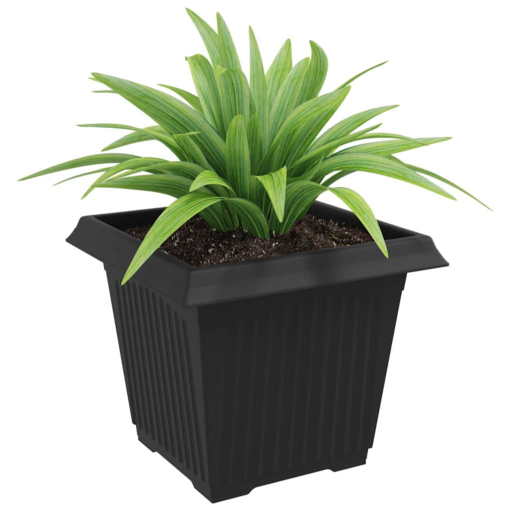 Négyzet virágcserép 24 pcs fekete 33 x 33 x 26 cm műanyag