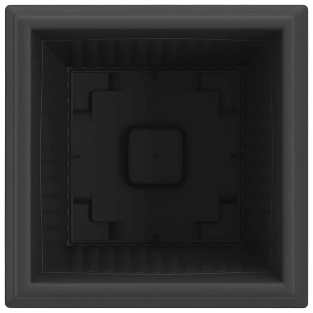 Négyzet virágcserép 24 pcs fekete 38 x 38 x 30 cm műanyag