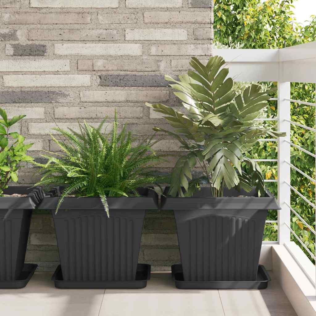 Négyzet virágcserép 24 pcs fekete 43 x 43 x 33,5 cm műanyag