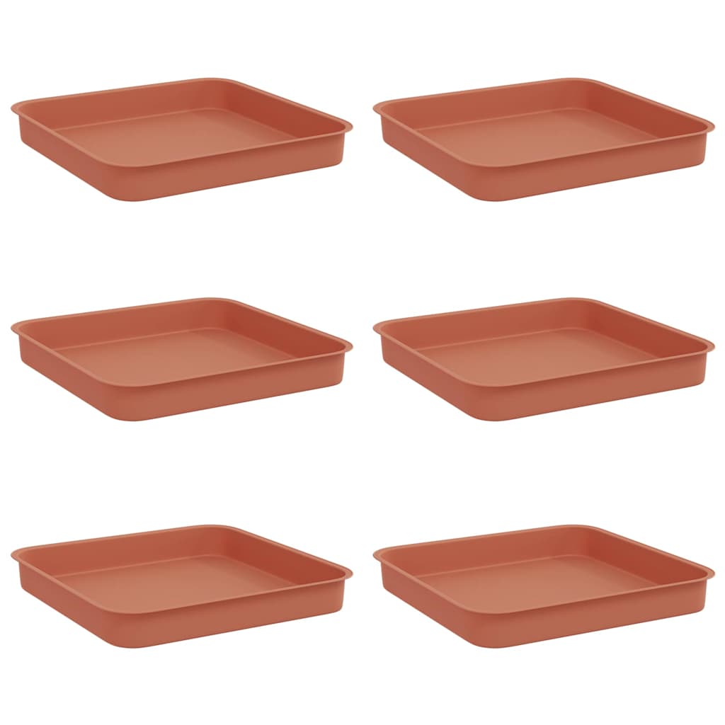 Négyzetes virágtálca 6 pcs tégla vörös 15 x 15 x 2 cm műanyag