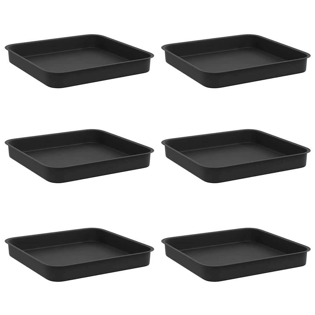 Négyzetes virágtálca 6 pcs fekete 15 x 15 x 2 cm műanyag